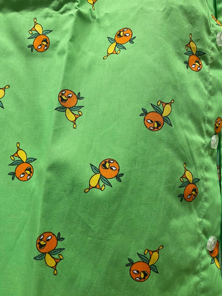 Orange Bird Button Down Shirt Close Up