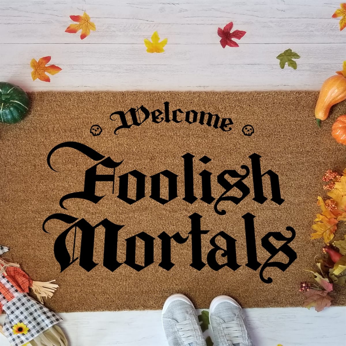 Scary Halloween Welcome Foolish Mortals Haunted Mansion Coir Doormats Funny Welcome Door Mats for Home Decor