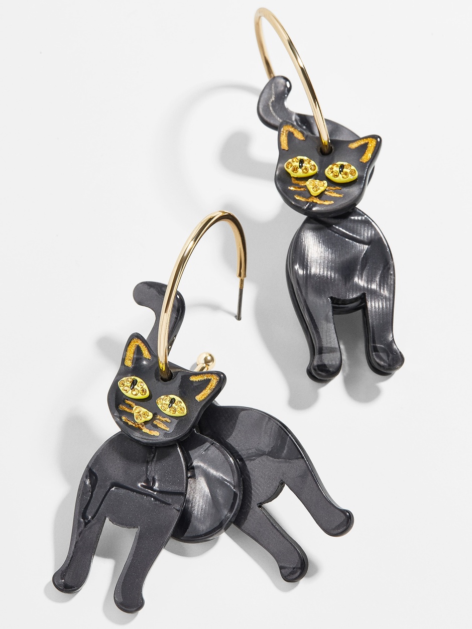 Miniblings Orecchini Gatto Nero In Acrilico - Halloween Katzenbuckel, Gioielli Animalier Fatti A Mano A Berlino