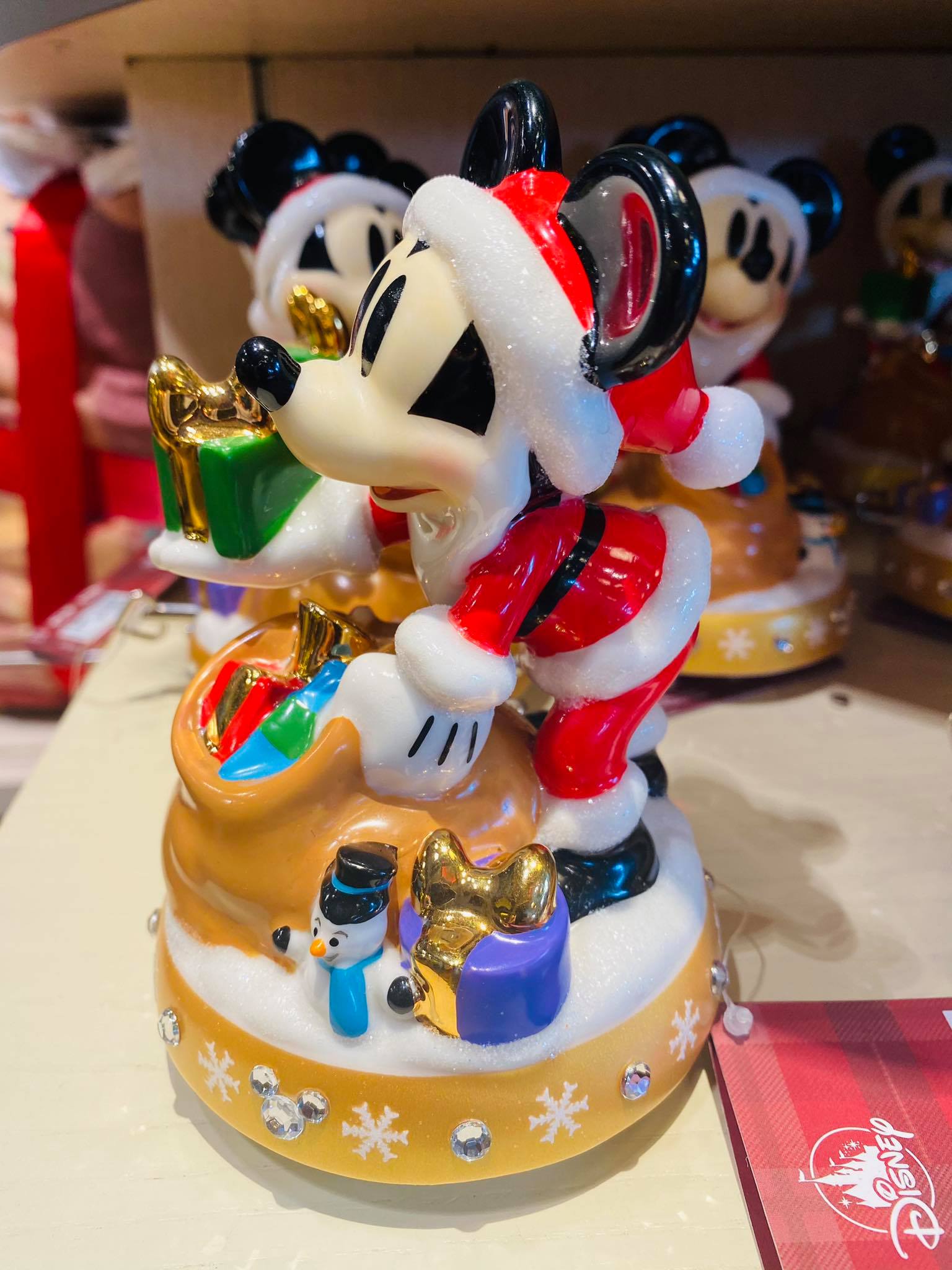 Santa Mickey musical figurine
