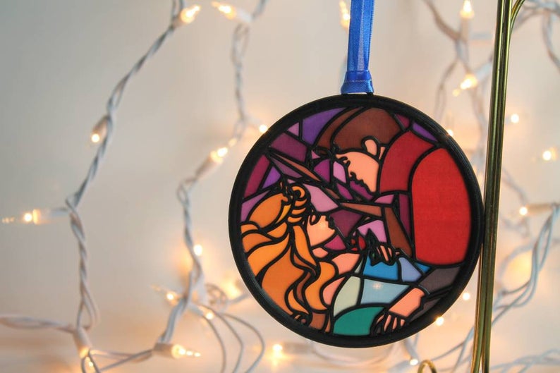 stained glass disney ornament