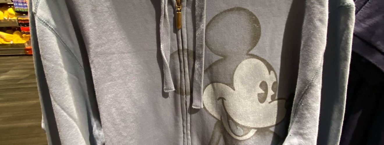 Gray plush velour Mickey hoodie
