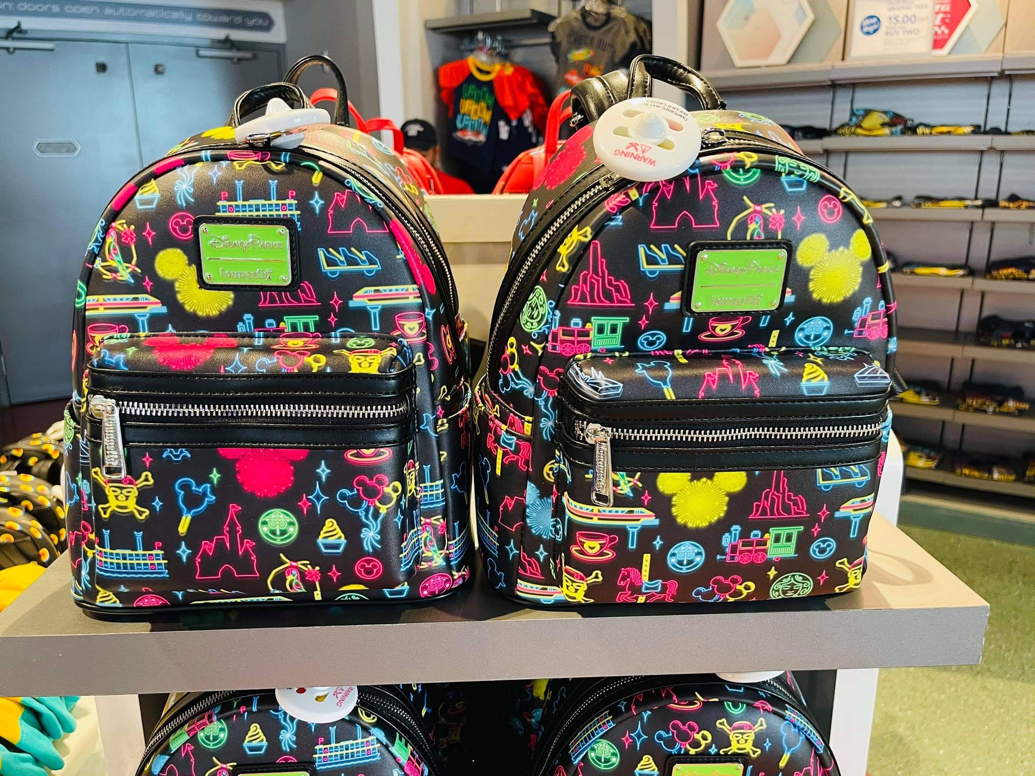 Loungefly Disney Parks Neon Mini Backpack Park Life Attraction Icons